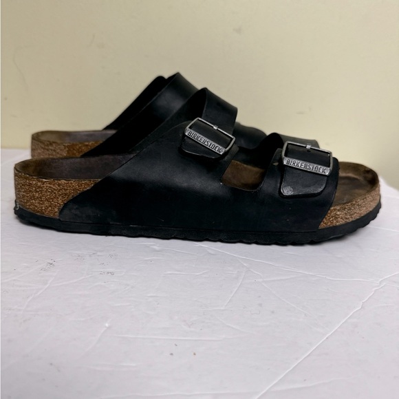 Birkenstock Arizona Birko 2 Strap Sandal Buckles Black Leather EVA Cork 12.5 US - Picture 2 of 15